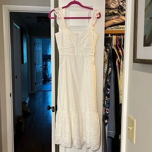 Parker Genevieve White Eyelet tea length dress - never worn